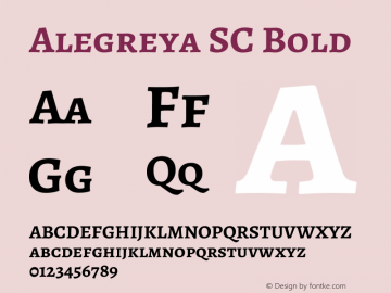 Alegreya SC Bold Version 2.000; ttfautohint (v1.5) Font Sample