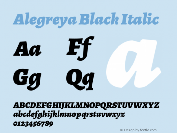 Alegreya Black Italic Version 2.001; ttfautohint (v1.6)图片样张