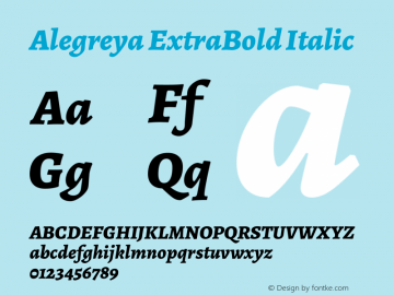 Alegreya ExtraBold Italic Version 2.001; ttfautohint (v1.6)图片样张