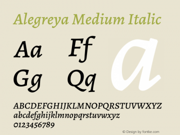 Alegreya Medium Italic Version 2.001; ttfautohint (v1.6)图片样张