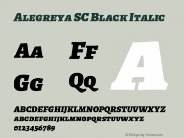 Alegreya SC Black Italic Version 2.001; ttfautohint (v1.6) Font Sample