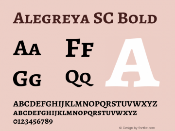Alegreya SC Bold Version 2.001; ttfautohint (v1.6) Font Sample