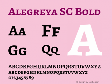 Alegreya SC Bold Version 2.001;PS 002.001;hotconv 1.0.88;makeotf.lib2.5.64775 Font Sample