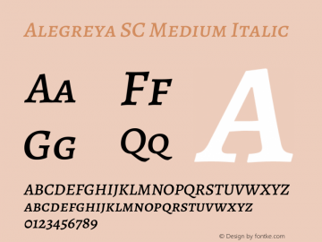 Alegreya SC Medium Italic Version 2.001; ttfautohint (v1.6) Font Sample