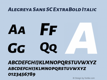 Alegreya Sans SC ExtraBold Italic Version 2.001; ttfautohint (v1.6)图片样张