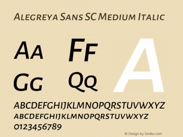 Alegreya Sans SC Medium Italic Version 2.001;PS 002.001;hotconv 1.0.88;makeotf.lib2.5.64775图片样张