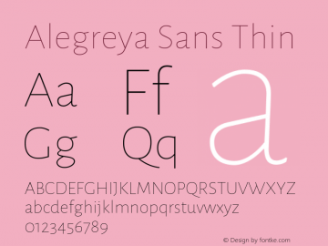 Alegreya Sans Thin Version 2.001; ttfautohint (v1.6)图片样张