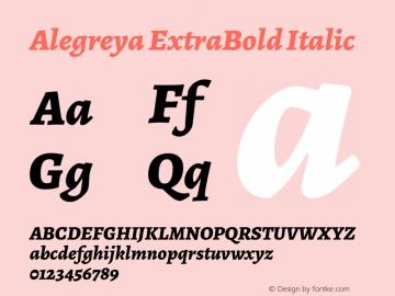 Alegreya ExtraBold Italic Version 2.002; ttfautohint (v1.6)图片样张