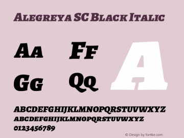 Alegreya SC Black Italic Version 2.002; ttfautohint (v1.6) Font Sample