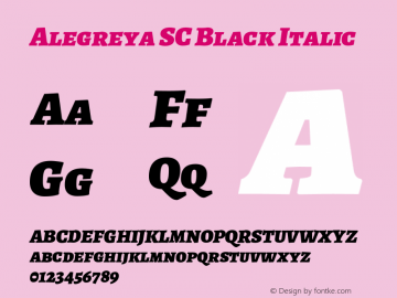 Alegreya SC Black Italic Version 2.002;PS 002.002;hotconv 1.0.88;makeotf.lib2.5.64775 Font Sample