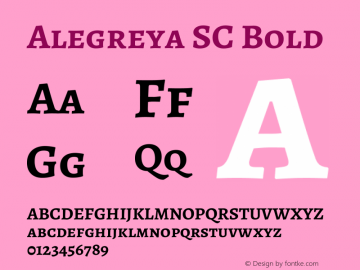 Alegreya SC Bold Version 2.002; ttfautohint (v1.6) Font Sample