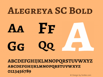 Alegreya SC Bold Version 2.002;PS 002.002;hotconv 1.0.88;makeotf.lib2.5.64775 Font Sample