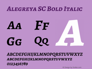 Alegreya SC Bold Italic Version 2.002;PS 002.002;hotconv 1.0.88;makeotf.lib2.5.64775 Font Sample