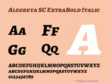 Alegreya SC ExtraBold Italic Version 2.002; ttfautohint (v1.6) Font Sample