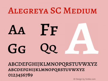 Alegreya SC Medium Version 2.002;PS 002.002;hotconv 1.0.88;makeotf.lib2.5.64775 Font Sample