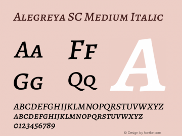 Alegreya SC Medium Italic Version 2.002; ttfautohint (v1.6) Font Sample