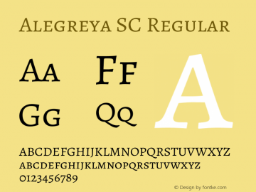Alegreya SC Regular Version 2.002; ttfautohint (v1.6) Font Sample