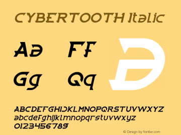 CYBERTOOTH Italic Version 1.00;September 1, 2017;FontCreator 11.0.0.2403 64-bit图片样张