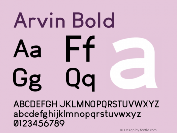 Arvin Bold Version 1.00 June 6, 2017, initial release图片样张