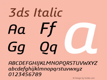 3ds-Italic Version 1.000 Font Sample