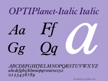 OPTIPlanet-Italic 001.000 Font Sample