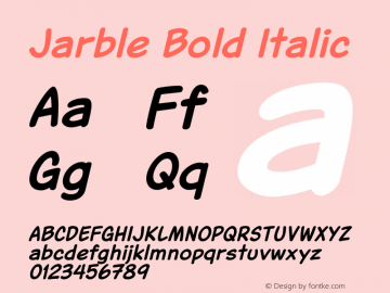 Jarble Bold Italic Version 1.013 Font Sample