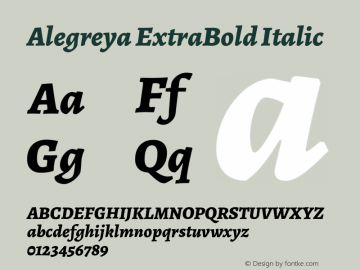 Alegreya ExtraBold Italic Version 2.003;PS 002.003;hotconv 1.0.88;makeotf.lib2.5.64775图片样张