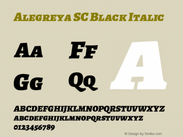 Alegreya SC Black Italic Version 2.003;PS 002.003;hotconv 1.0.88;makeotf.lib2.5.64775 Font Sample