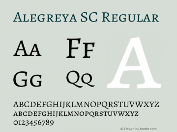 Alegreya SC Regular Version 2.003;PS 002.003;hotconv 1.0.88;makeotf.lib2.5.64775 Font Sample
