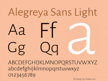 Alegreya Sans Light Version 2.003; ttfautohint (v1.6) Font Sample