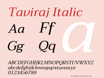 Taviraj Italic Version 1.000 Font Sample