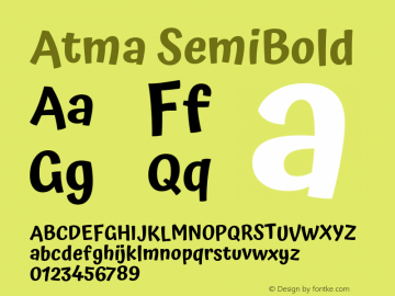 Atma SemiBold Version 1.101;PS 1.100;hotconv 1.0.86;makeotf.lib2.5.63406图片样张