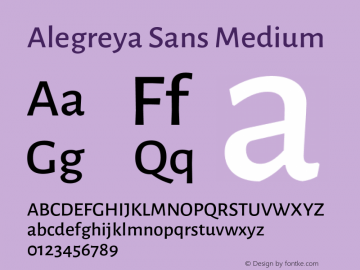 Alegreya Sans Medium Version 2.004;PS 002.004;hotconv 1.0.88;makeotf.lib2.5.64775 Font Sample
