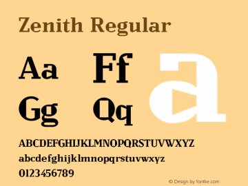 Zenith Regular 001.001 Font Sample