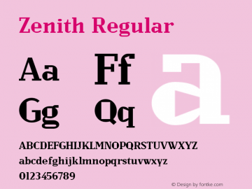Zenith Regular Macromedia Fontographer 4.1 10/5/97 Font Sample