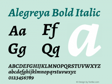 Alegreya Bold Italic Version 2.004; ttfautohint (v1.6)图片样张