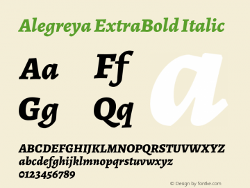 Alegreya ExtraBold Italic Version 2.004;PS 002.004;hotconv 1.0.88;makeotf.lib2.5.64775图片样张