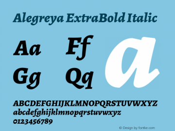 Alegreya ExtraBold Italic Version 2.004; ttfautohint (v1.6)图片样张