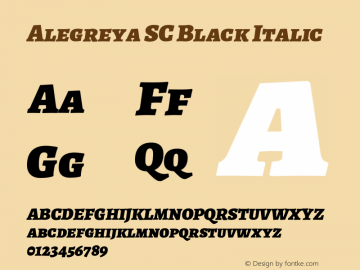 Alegreya SC Black Italic Version 2.004;PS 002.004;hotconv 1.0.88;makeotf.lib2.5.64775 Font Sample
