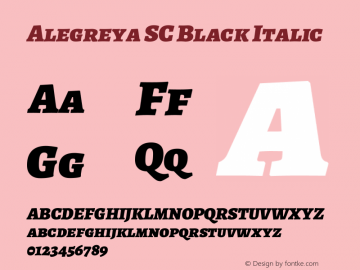 Alegreya SC Black Italic Version 2.004; ttfautohint (v1.6) Font Sample