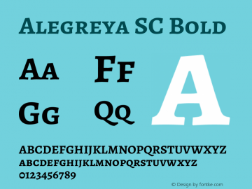 Alegreya SC Bold Version 2.004; ttfautohint (v1.6) Font Sample