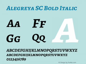 Alegreya SC Bold Italic Version 2.004; ttfautohint (v1.6) Font Sample