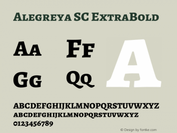 Alegreya SC ExtraBold Version 2.004; ttfautohint (v1.6) Font Sample