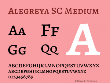 Alegreya SC Medium Version 2.004;PS 002.004;hotconv 1.0.88;makeotf.lib2.5.64775 Font Sample