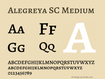 Alegreya SC Medium Version 2.004; ttfautohint (v1.6) Font Sample