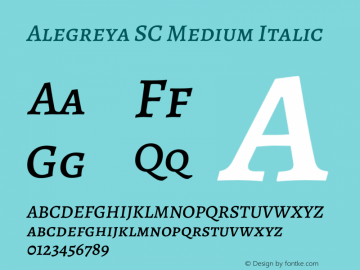 Alegreya SC Medium Italic Version 2.004;PS 002.004;hotconv 1.0.88;makeotf.lib2.5.64775 Font Sample