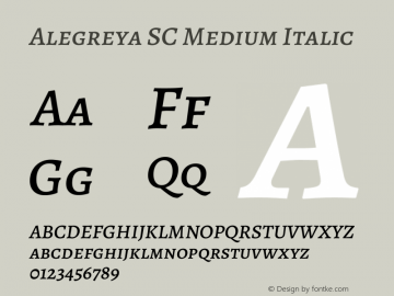 Alegreya SC Medium Italic Version 2.004; ttfautohint (v1.6) Font Sample