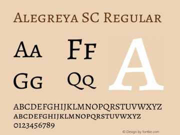 Alegreya SC Regular Version 2.004; ttfautohint (v1.6) Font Sample