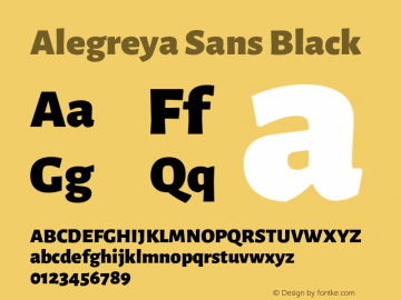 Alegreya Sans Black Version 2.005;PS 002.005;hotconv 1.0.88;makeotf.lib2.5.64775 Font Sample