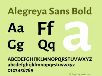 Alegreya Sans Bold Version 2.006;PS 002.006;hotconv 1.0.88;makeotf.lib2.5.64775图片样张